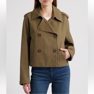 NWT rag & bone Cropped Trench Coat Army Green Size XL